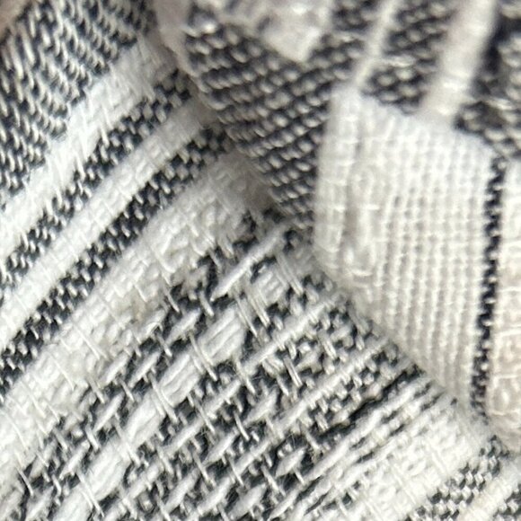 Anne Klein SZL Gray & White stripe linen Shirt Shacket Old Money Quiet Luxury - Picture 10 of 10